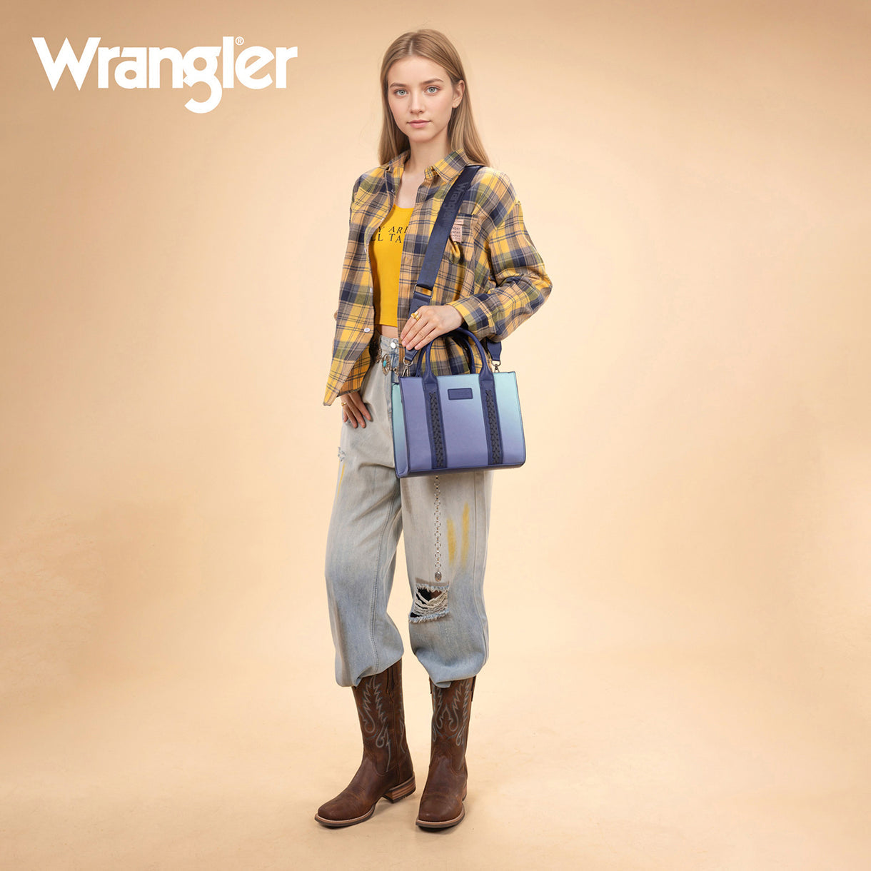 Wrangler Ombre Western Tote/Crossbody - Navy