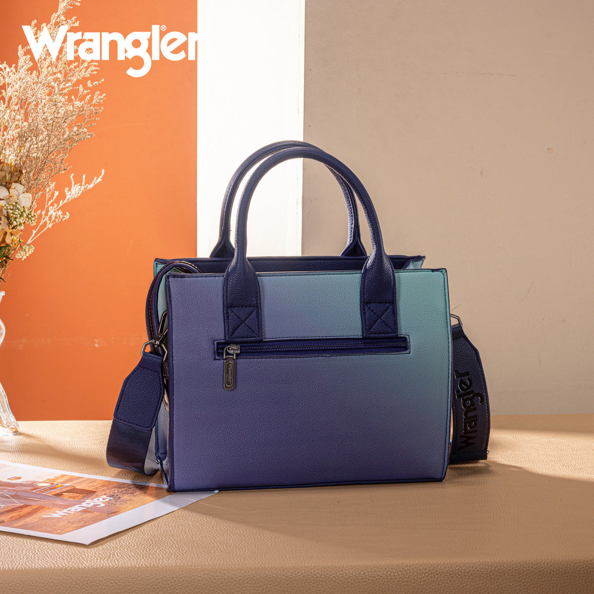 Wrangler Ombre Western Tote/Crossbody - Navy