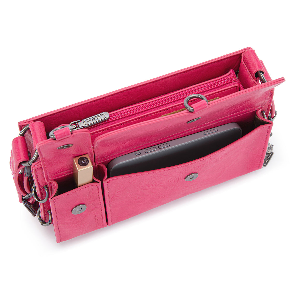Wrangler Buckle Charm Small Shoulder Bag - Hot Pink