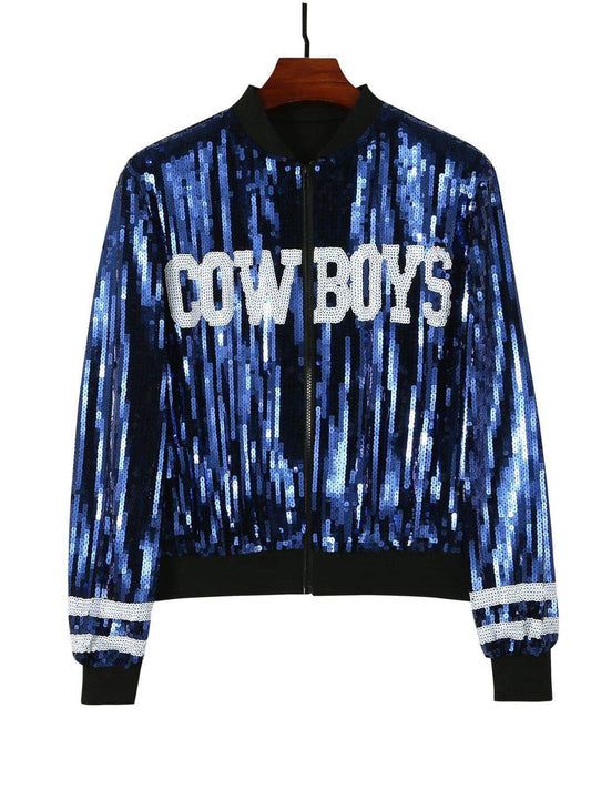 Dallas Star Sequin Bomber Jacket