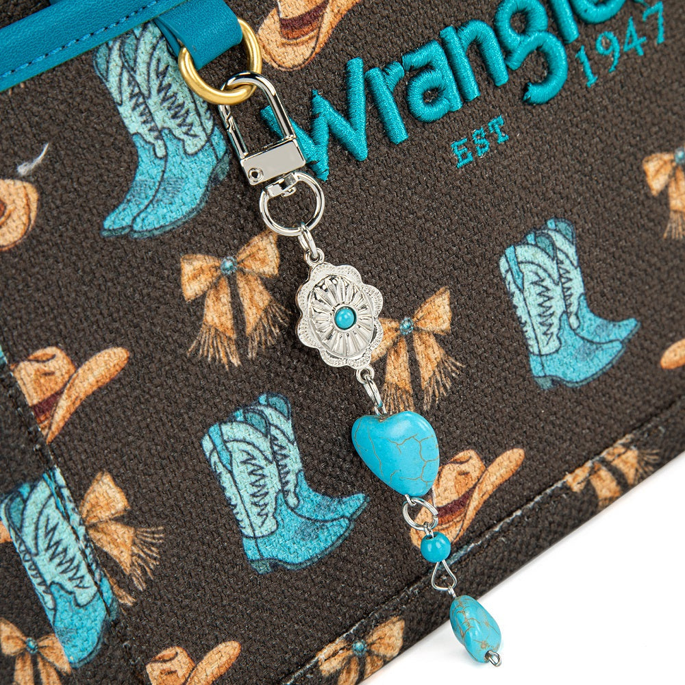Wrangler Western Print Cowgirl Tote Bag/Crossbody - Coffee