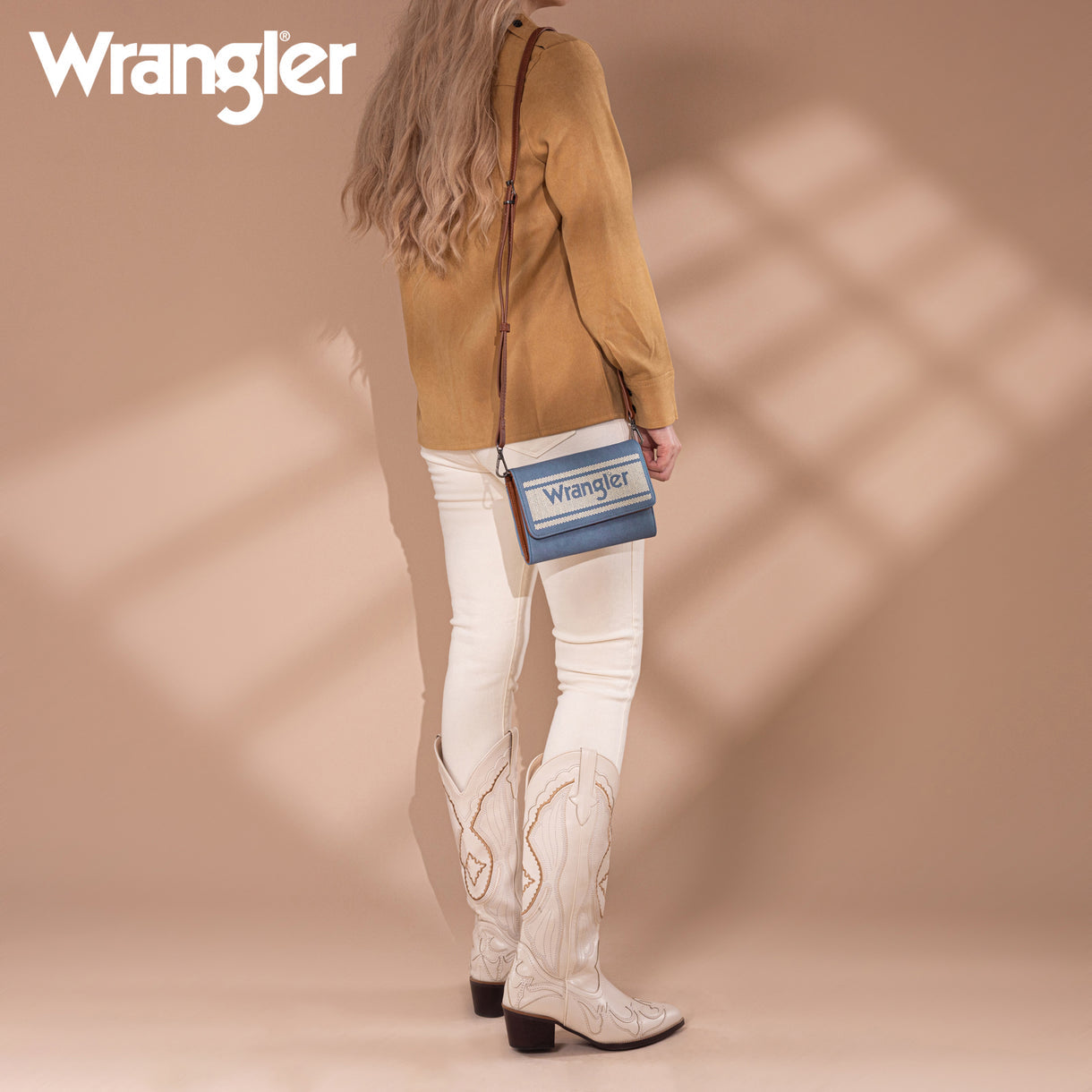 Wrangler Logo Waxed Canvas Wallet/Crossbody - Jean