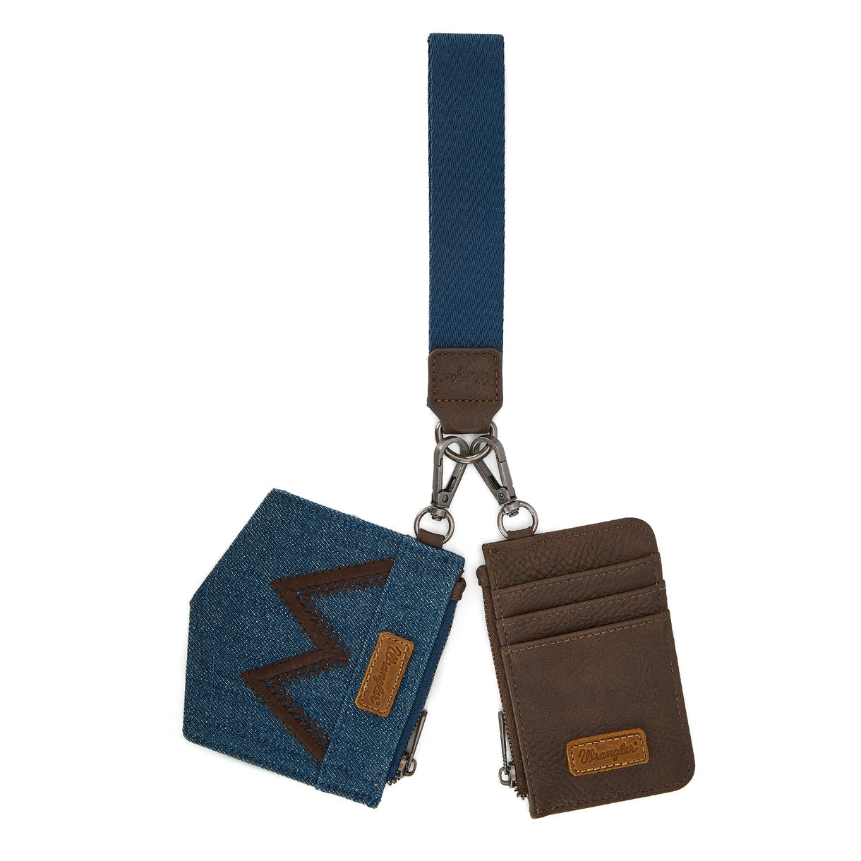 Wrangler logo "W" Embroidered Dual Pouch Wristlet