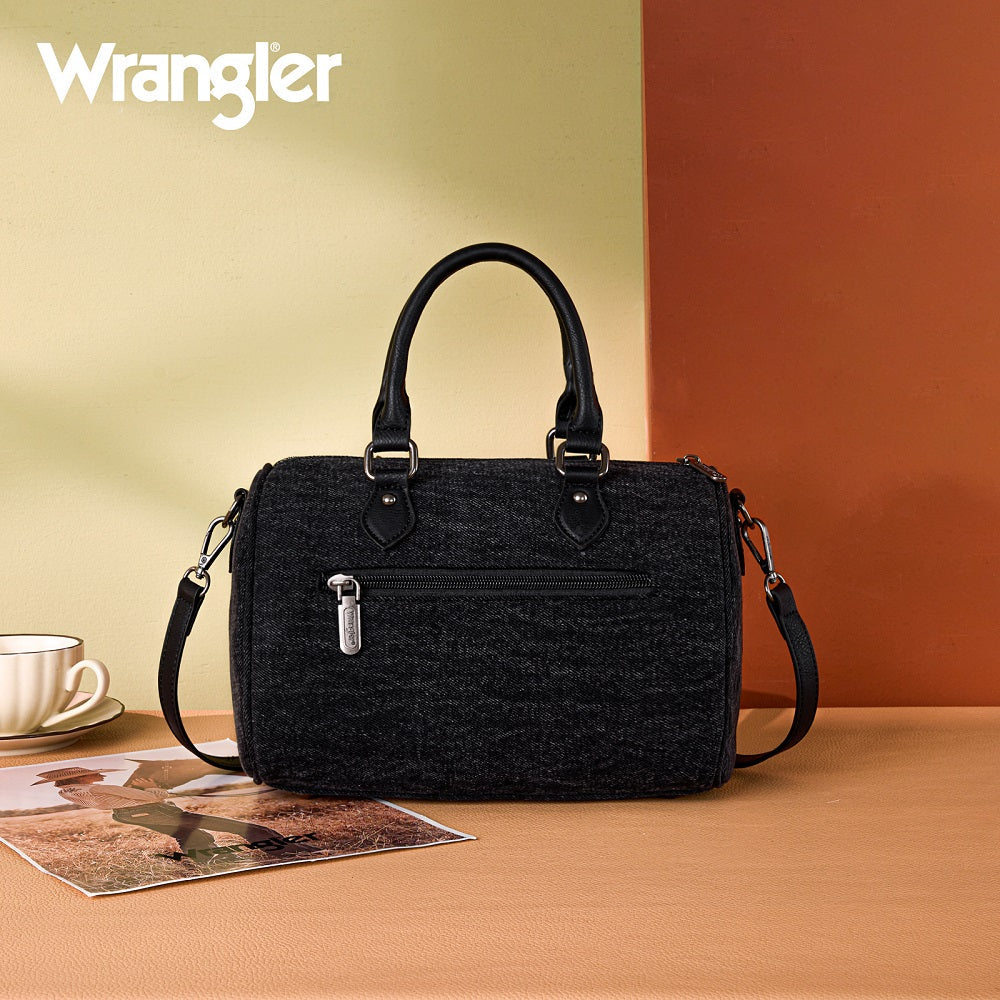 Wrangler Western Rhinestone Denim Boston Bag - Black