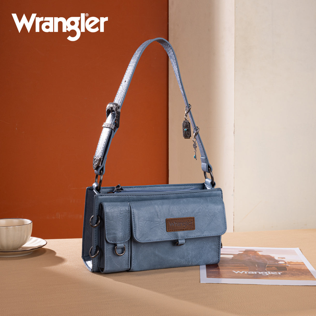 Wrangler Buckle Charm Small Shoulder Bag - Jean