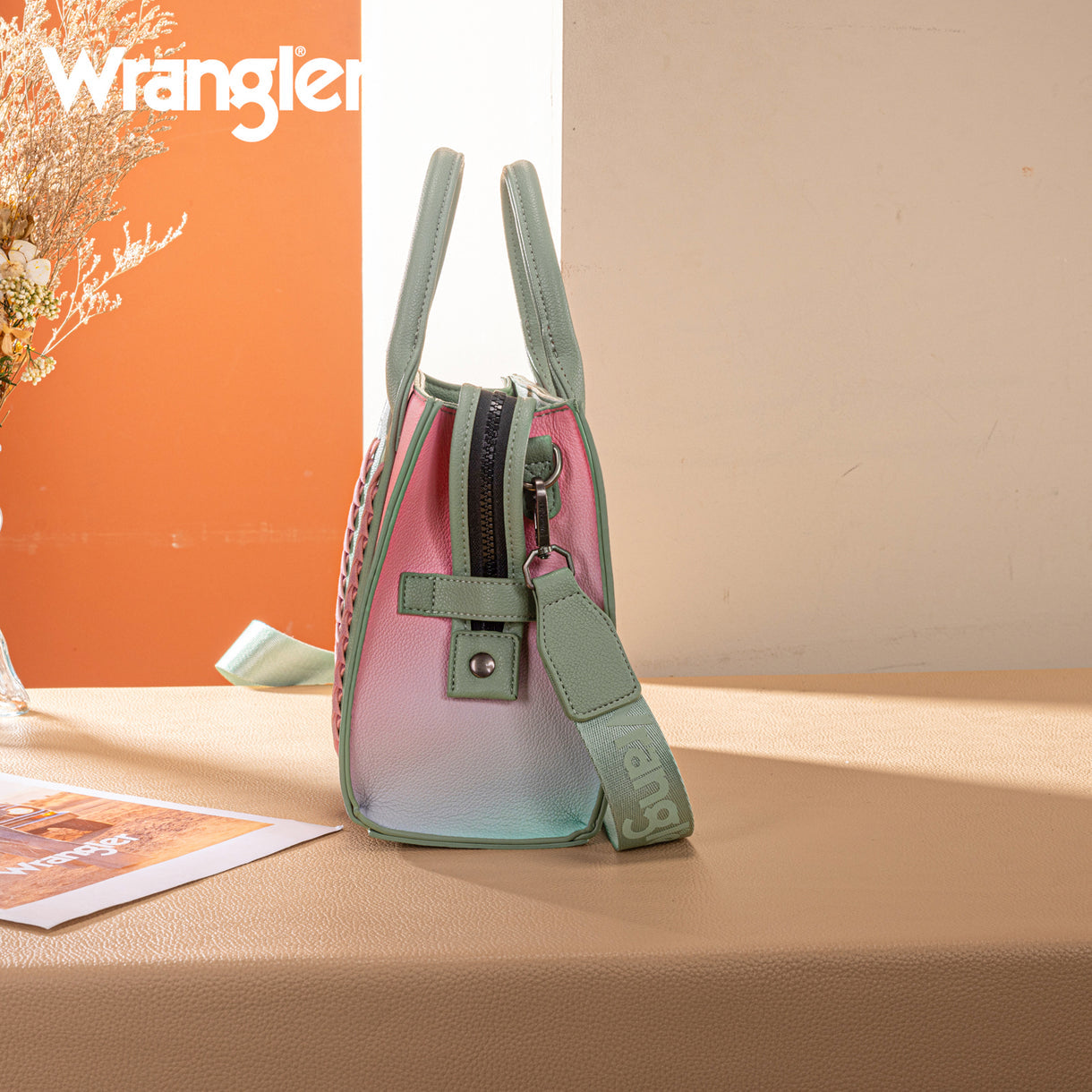 Wrangler Ombre Western Tote/Crossbody - Green - Pink