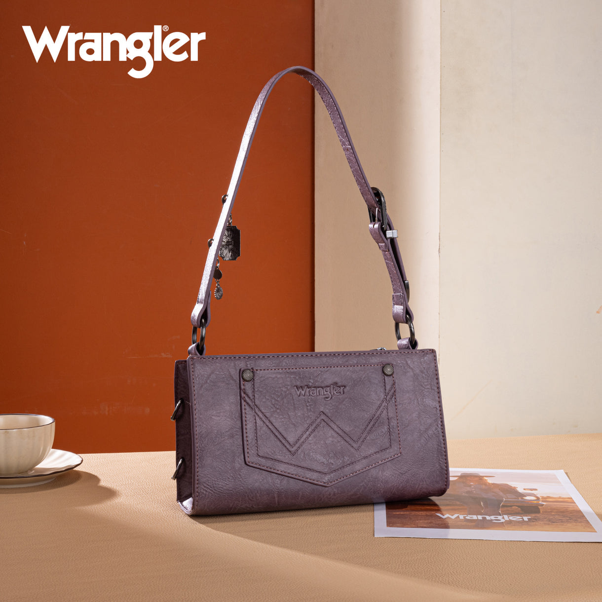 Wrangler Buckle Charm Small Shoulder Bag - Purple