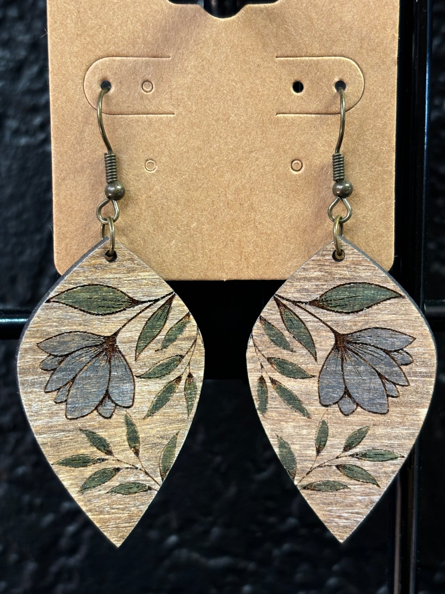 Hand-Painted Floral Teardrop Earrings