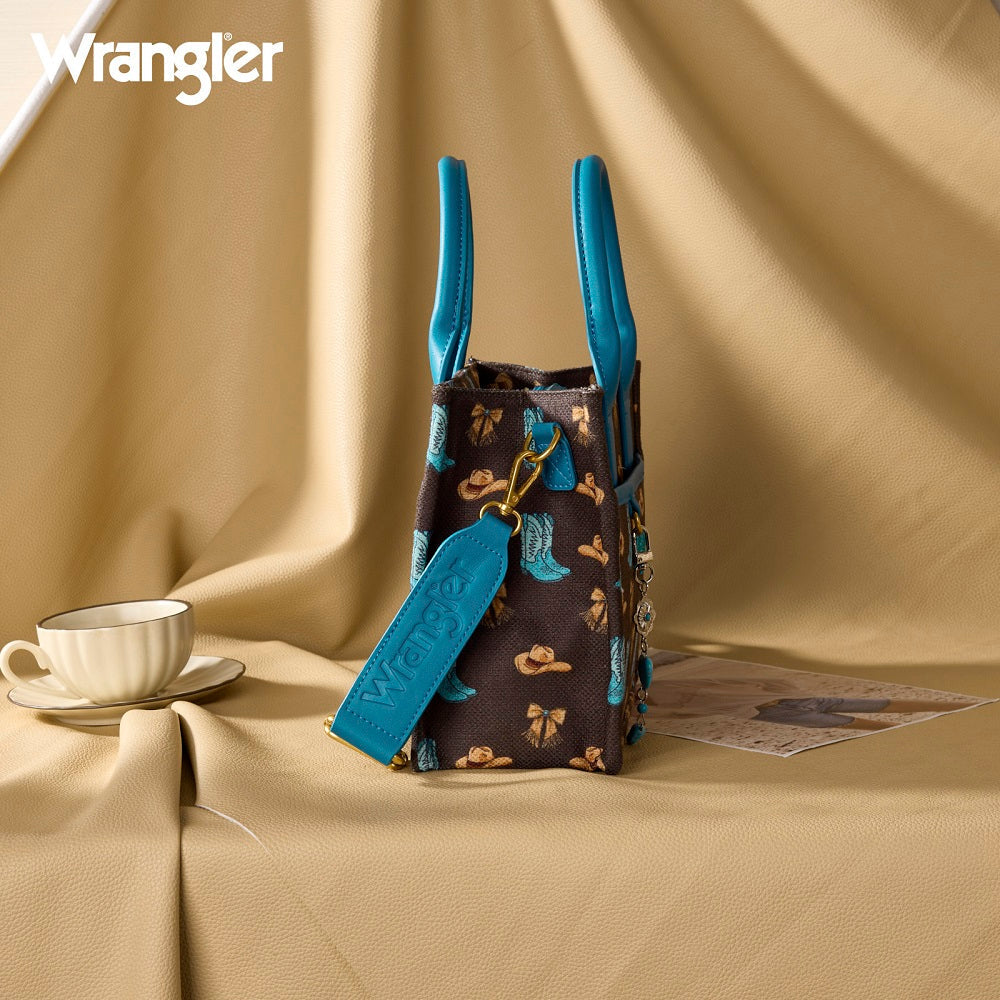 Wrangler Western Print Cowgirl Tote Bag/Crossbody - Coffee