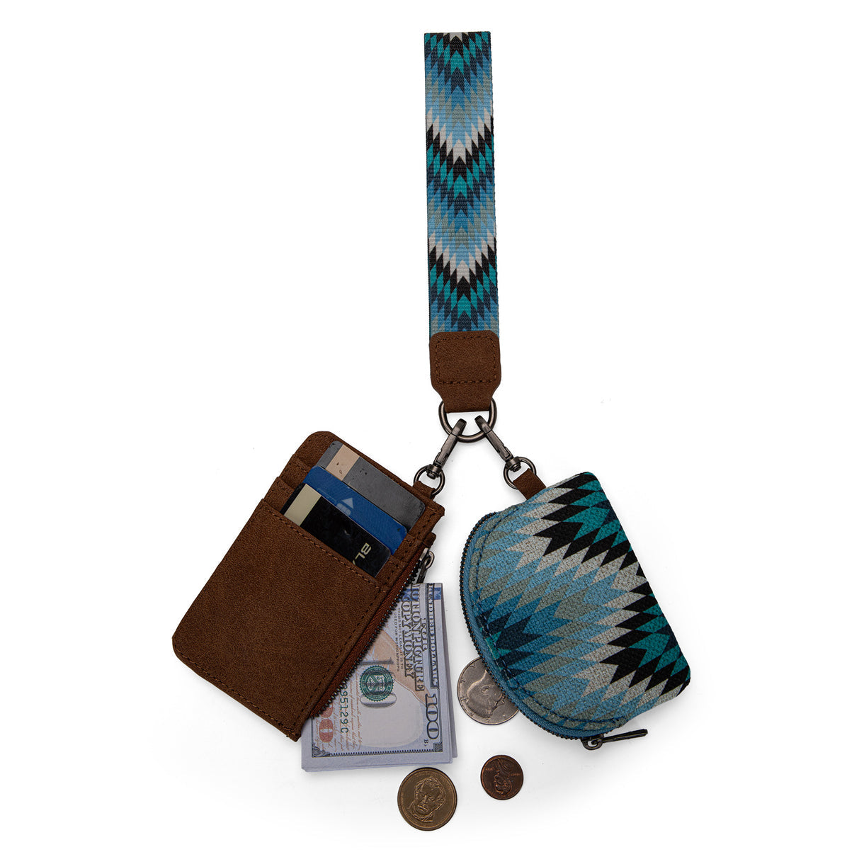 Wrangler Southwestern Art Print Dual Pouch Wristlet - Jean