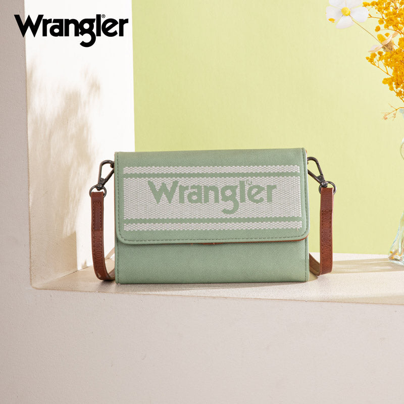 Wrangler Logo Waxed Canvas Wallet/Crossbody - Light Green