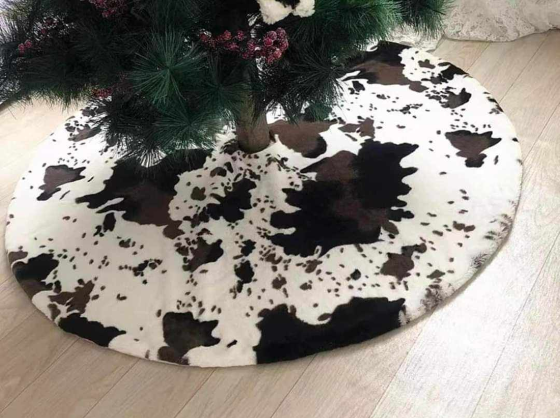 Western Cow Print  Christmas tree skirt