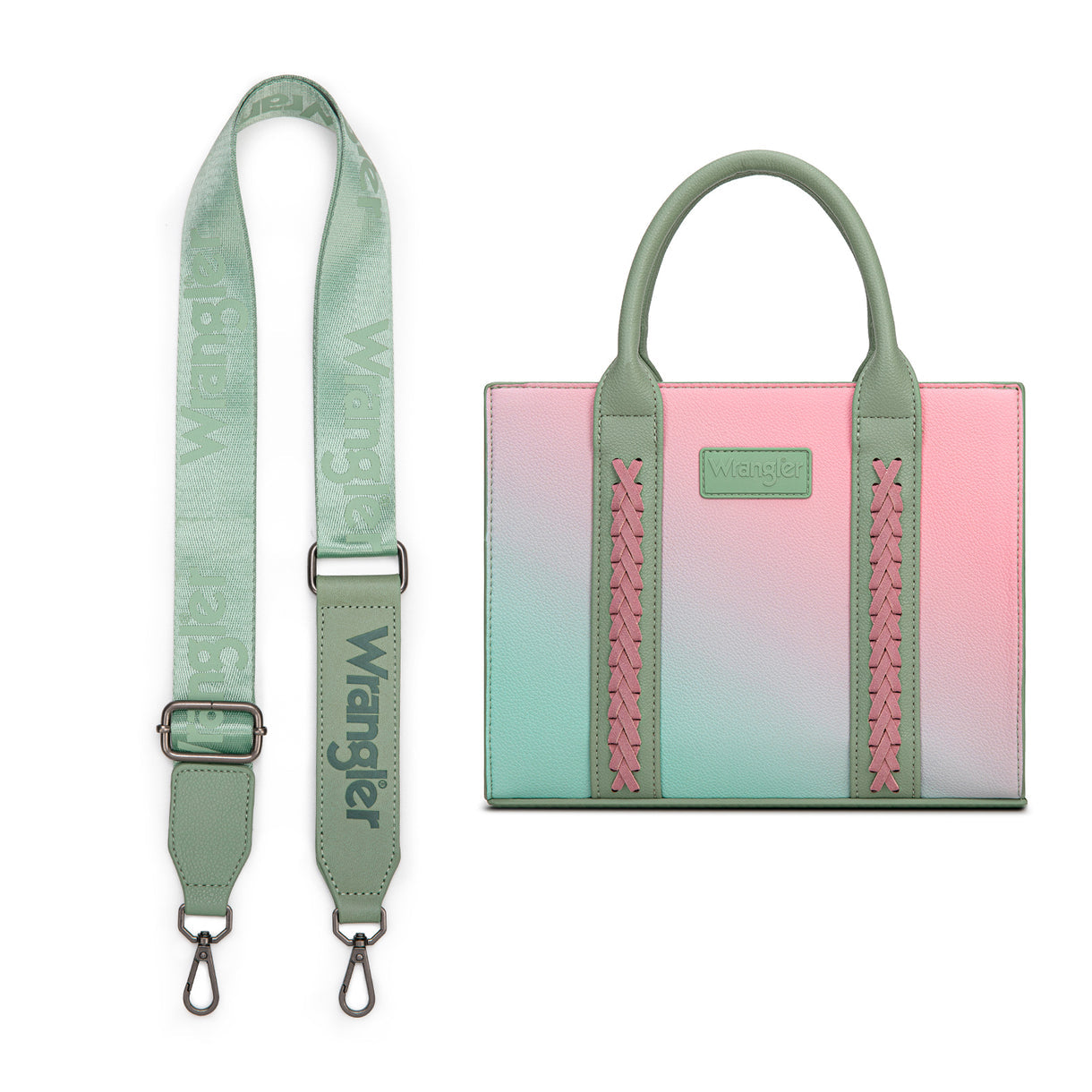 Wrangler Ombre Western Tote/Crossbody - Green - Pink