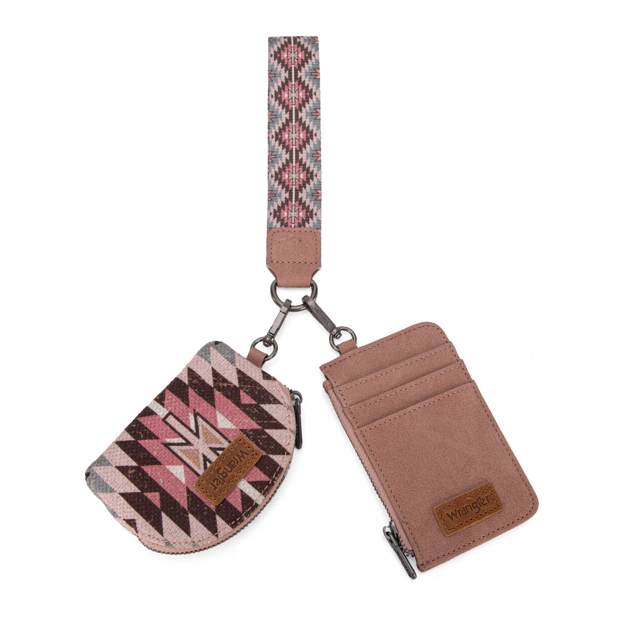 Wrangler Southwestern Art Print Dual Pouch Wristlet - Pink