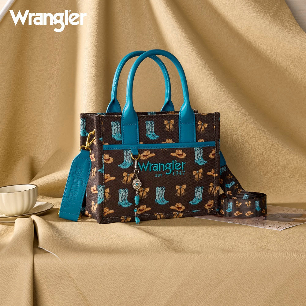 Wrangler Western Print Cowgirl Tote Bag/Crossbody - Coffee