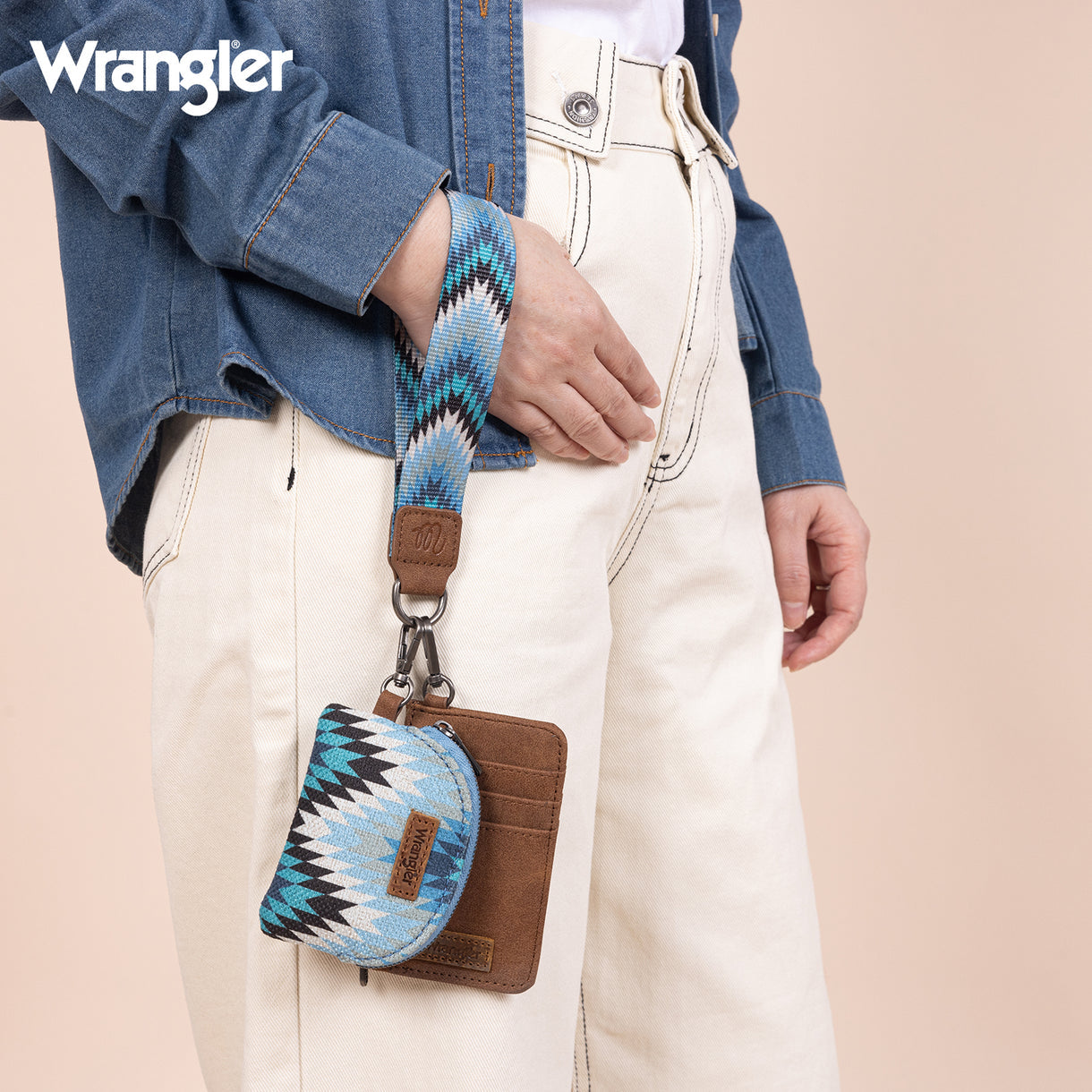 Wrangler Southwestern Art Print Dual Pouch Wristlet - Jean
