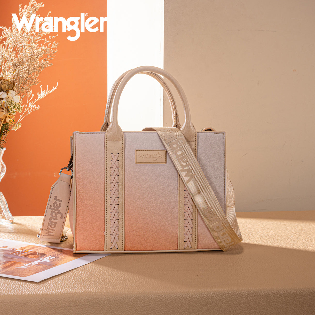 Wrangler Ombre Western Tote/Crossbody - Tan
