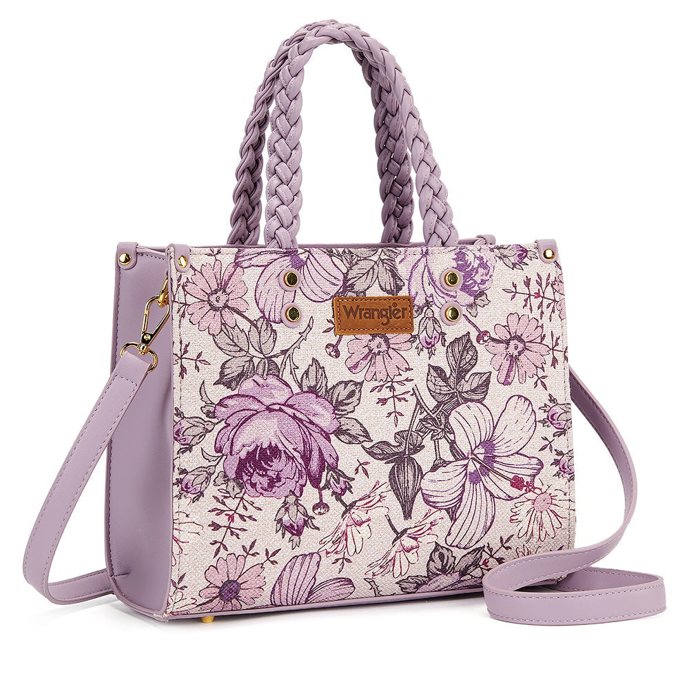 Wrangler Floral Print Braided Tote Bag - Light Purple