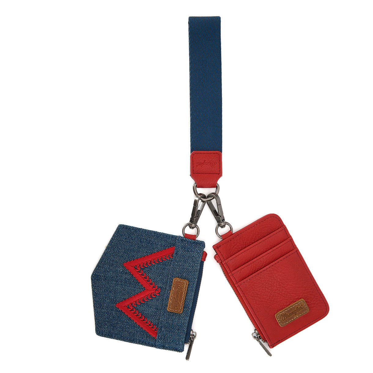 Wrangler logo "W" Embroidered Dual Pouch Wristlet