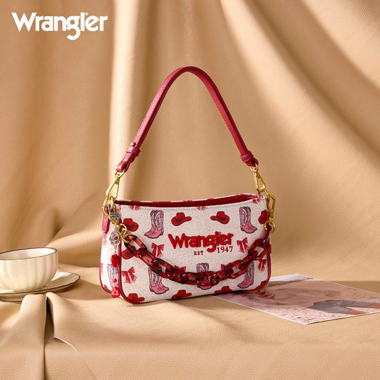Wrangler Western Print Cowgirl Shoulder Bag - Red