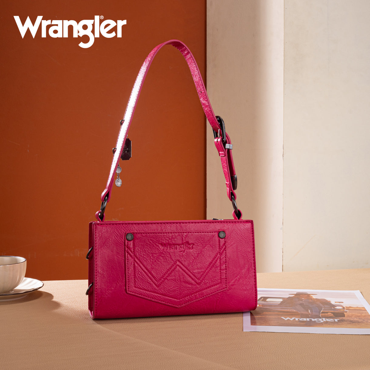 Wrangler Buckle Charm Small Shoulder Bag - Hot Pink