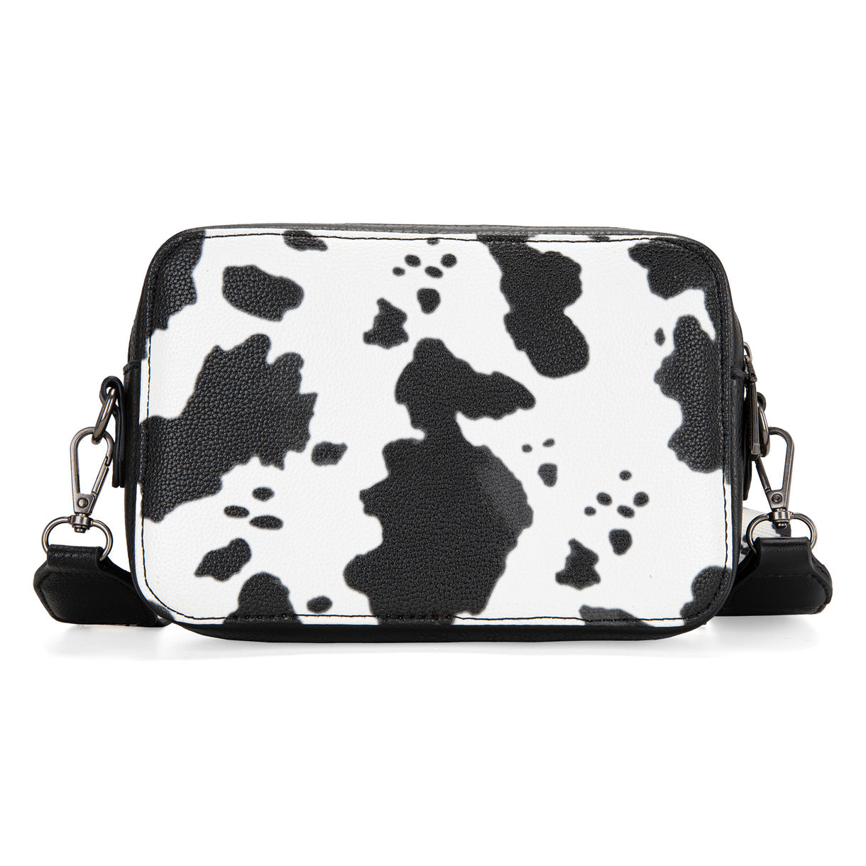 Wrangler Cow Print Crossbody Purse With Wallet Compartment - Black
