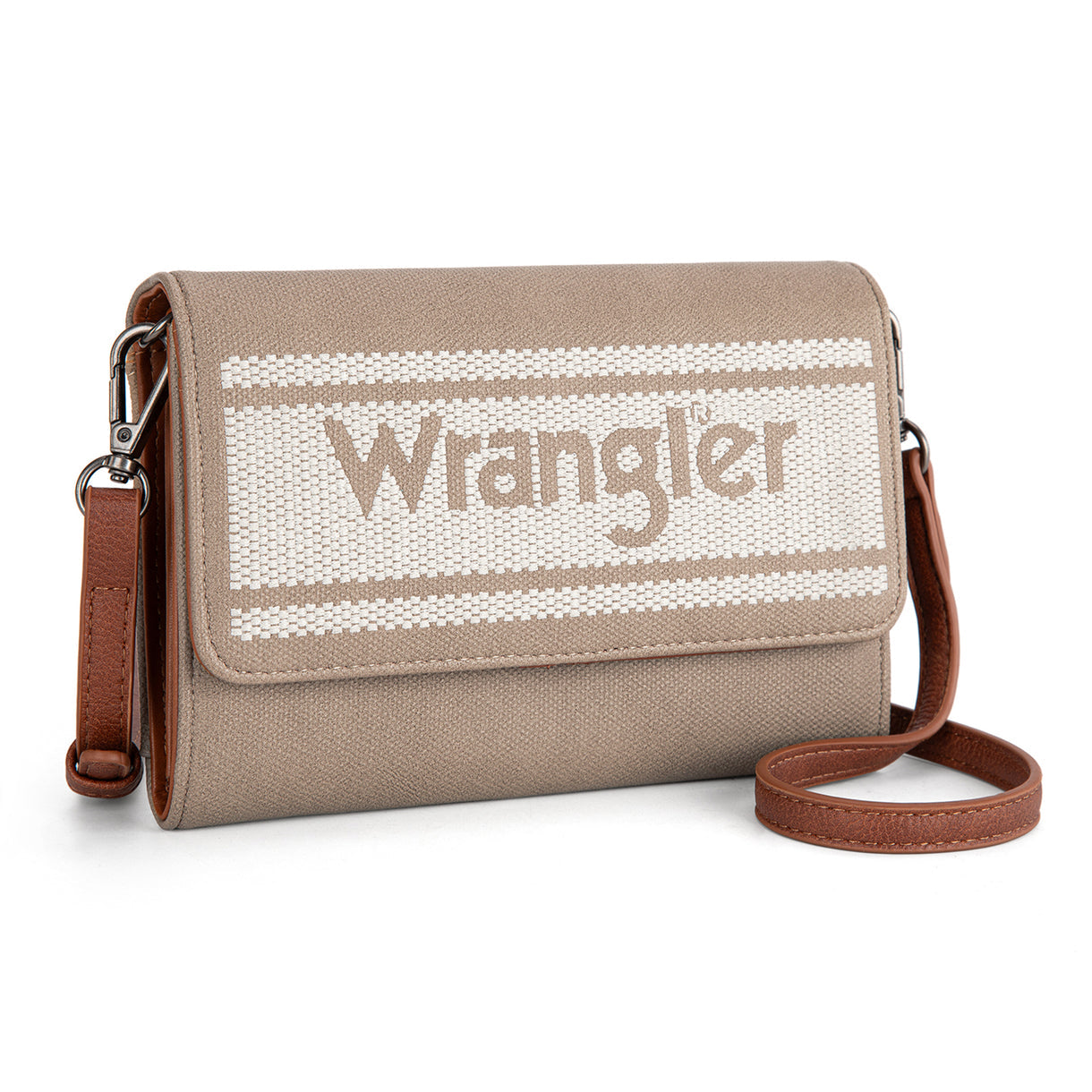 Wrangler Logo Waxed Canvas Wallet/Crossbody - khaki