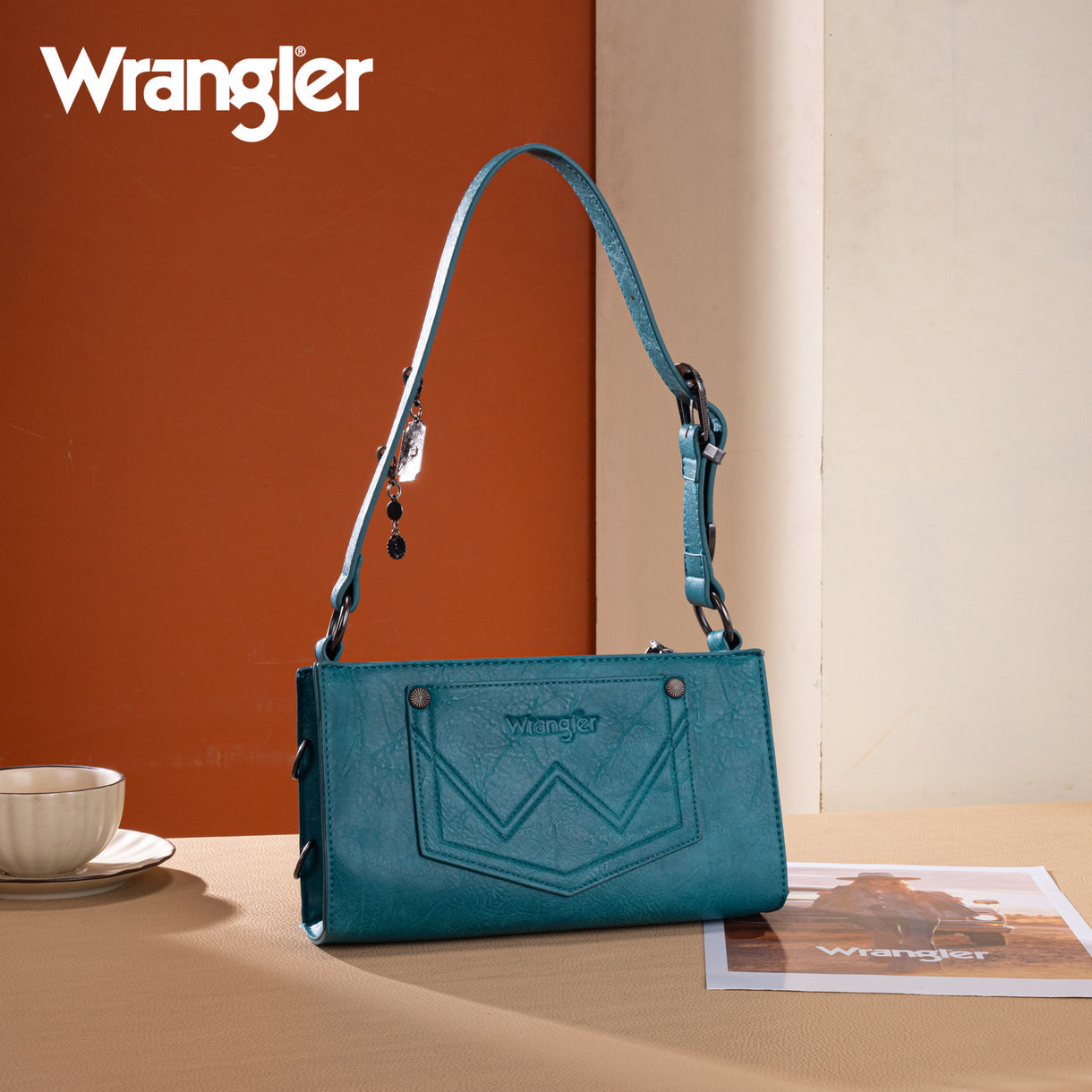 Wrangler Buckle Charm Small Shoulder Bag - Turquoise