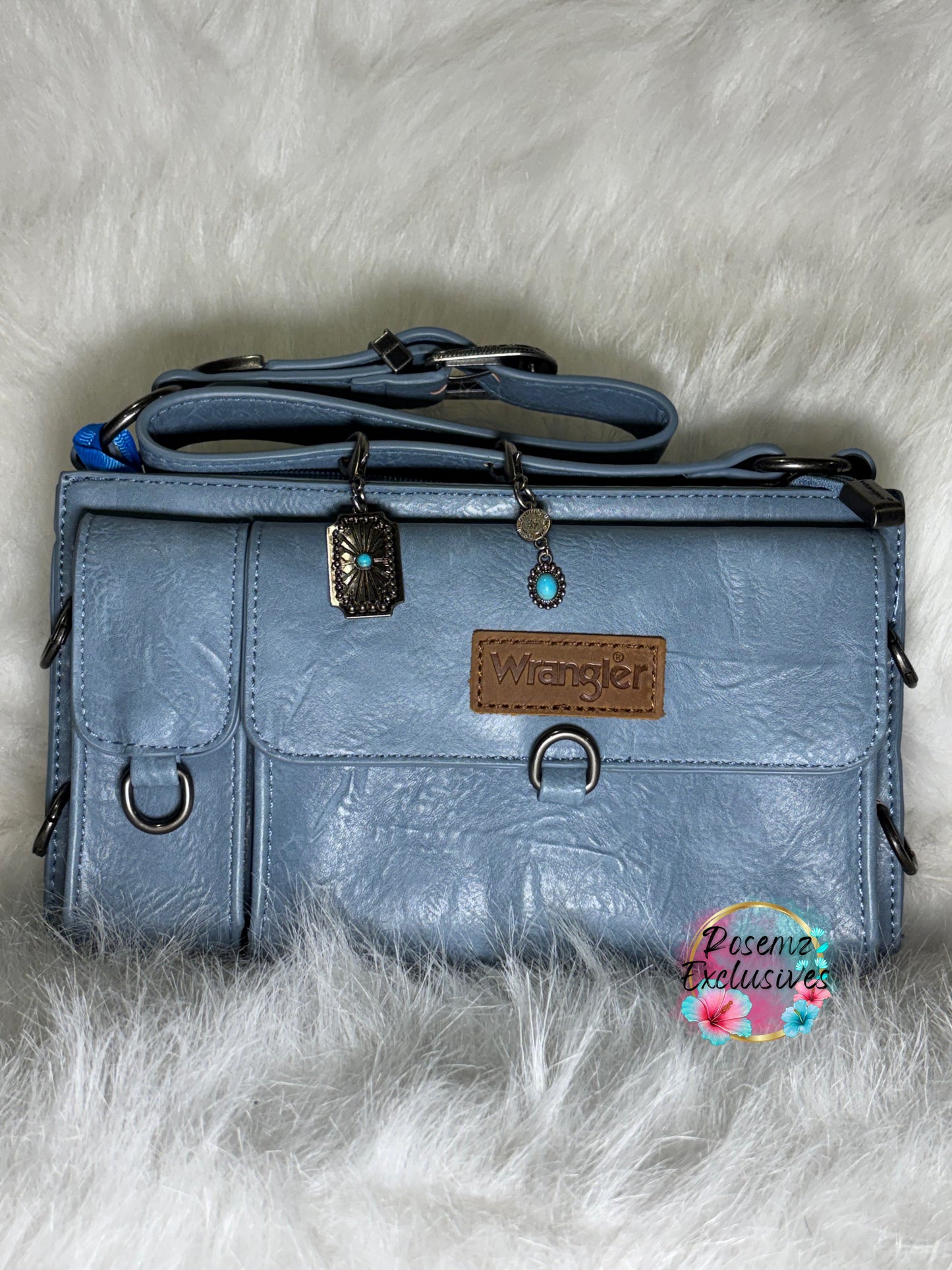 Wrangler Buckle Charm Small Shoulder Bag - Jean