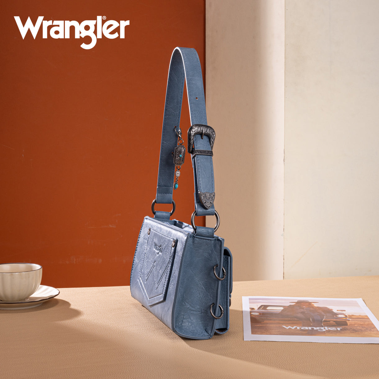 Wrangler Buckle Charm Small Shoulder Bag - Jean