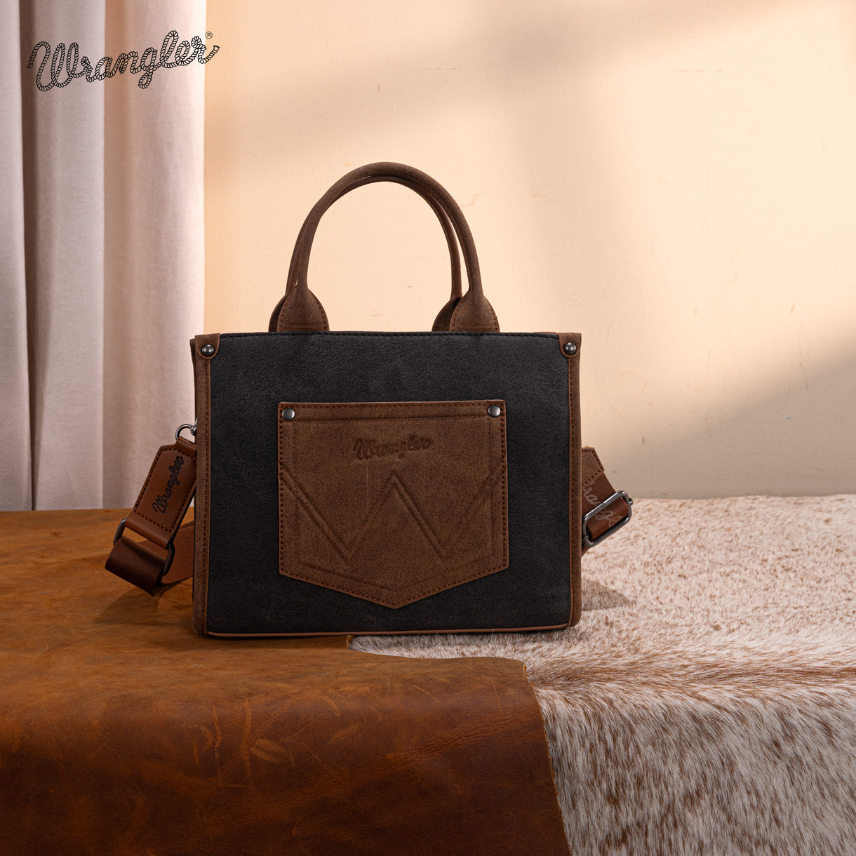 Wrangler Buckle Tote/Crossbody - Black