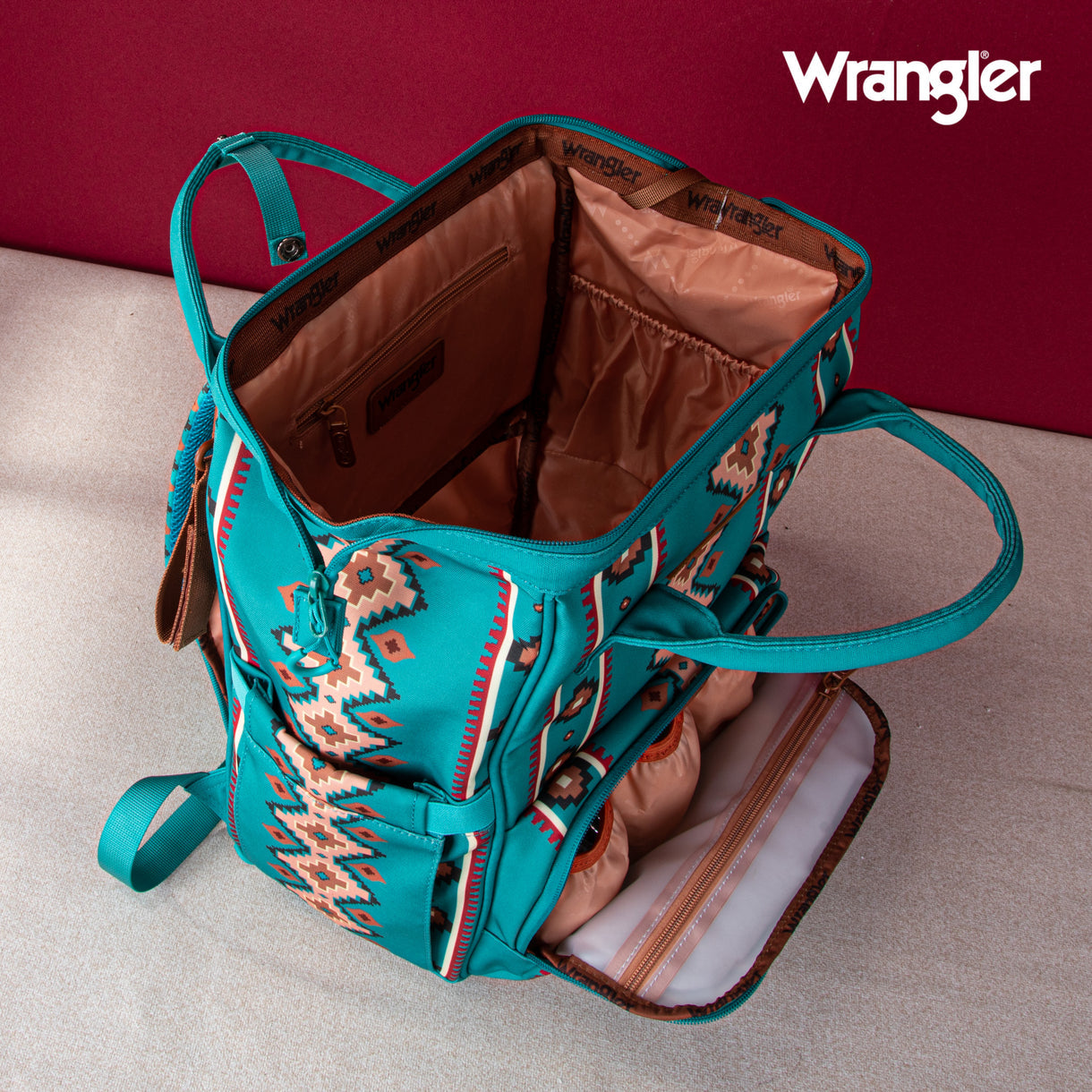 Wrangler Aztec Printed Callie Backpack - Teal
