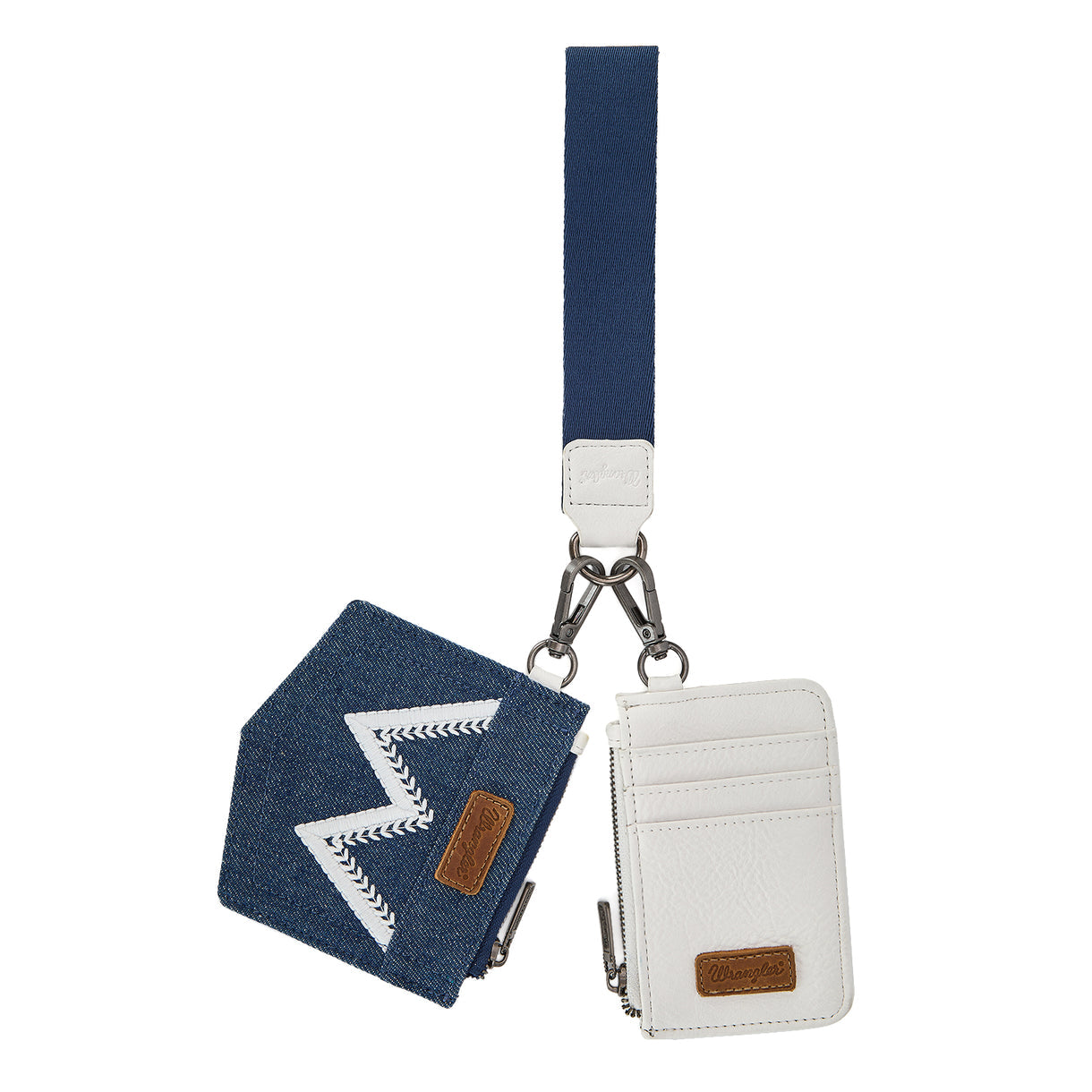 Wrangler logo "W" Embroidered Dual Pouch Wristlet