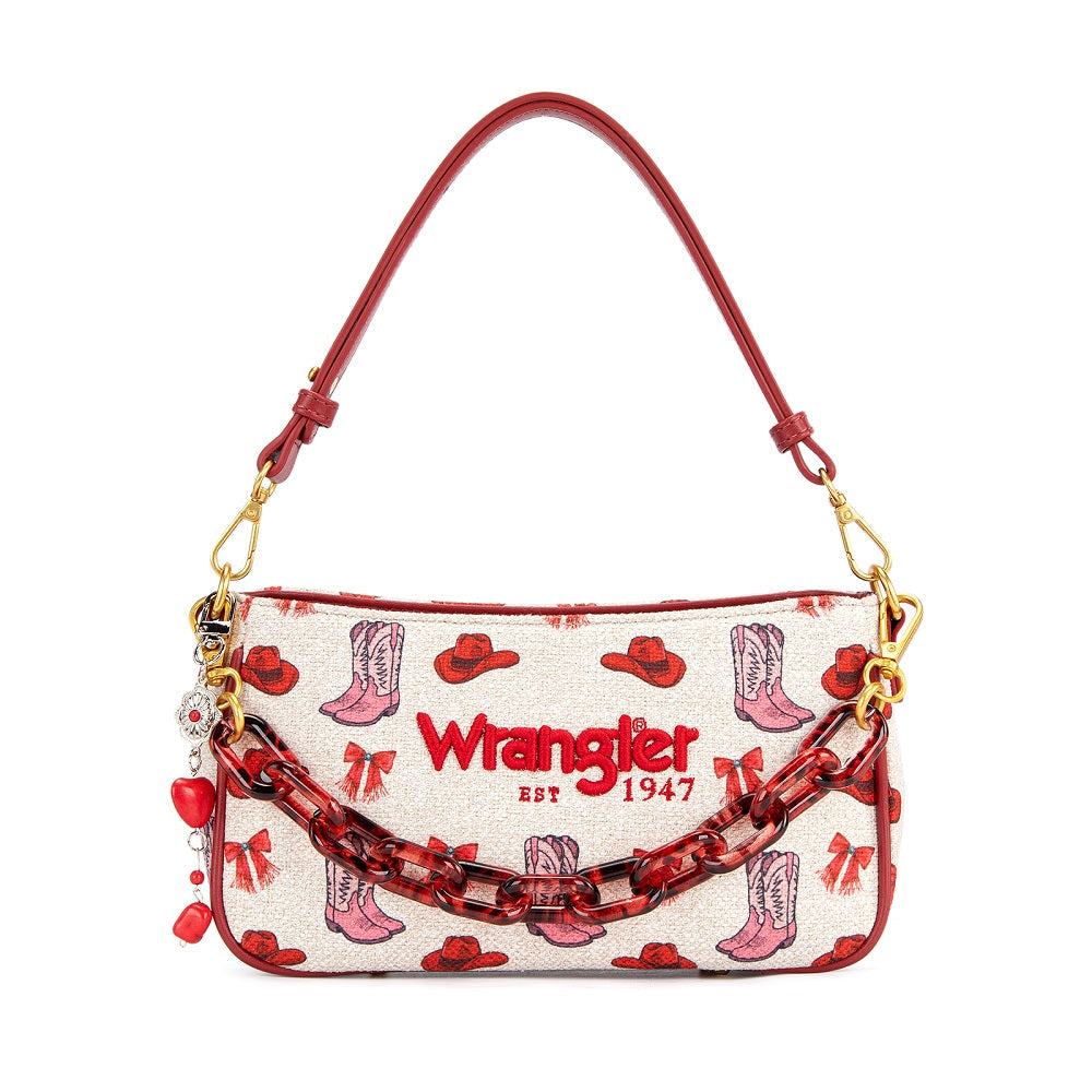 Wrangler Western Print Cowgirl Shoulder Bag - Red