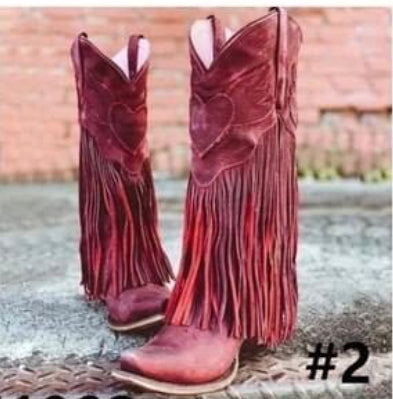 Women’s western cowgirl fringe colored boots