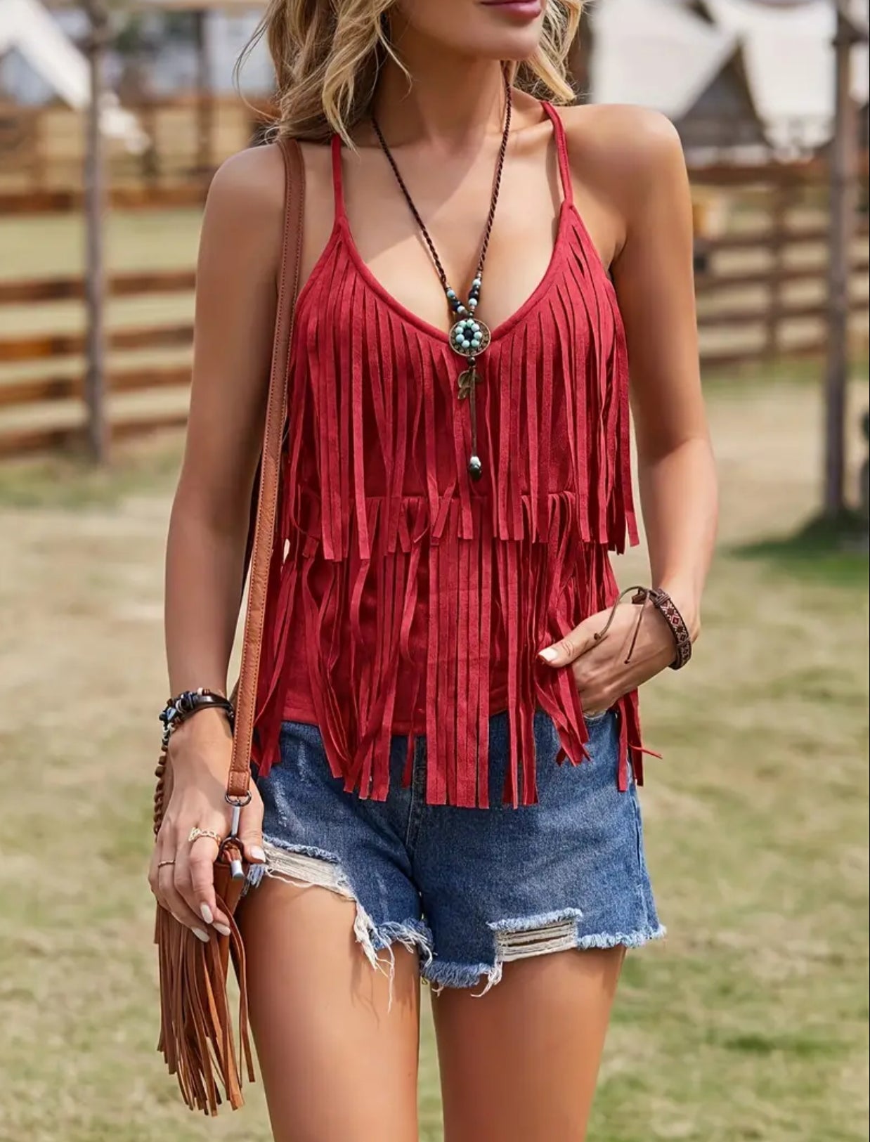 Red fringe shirt