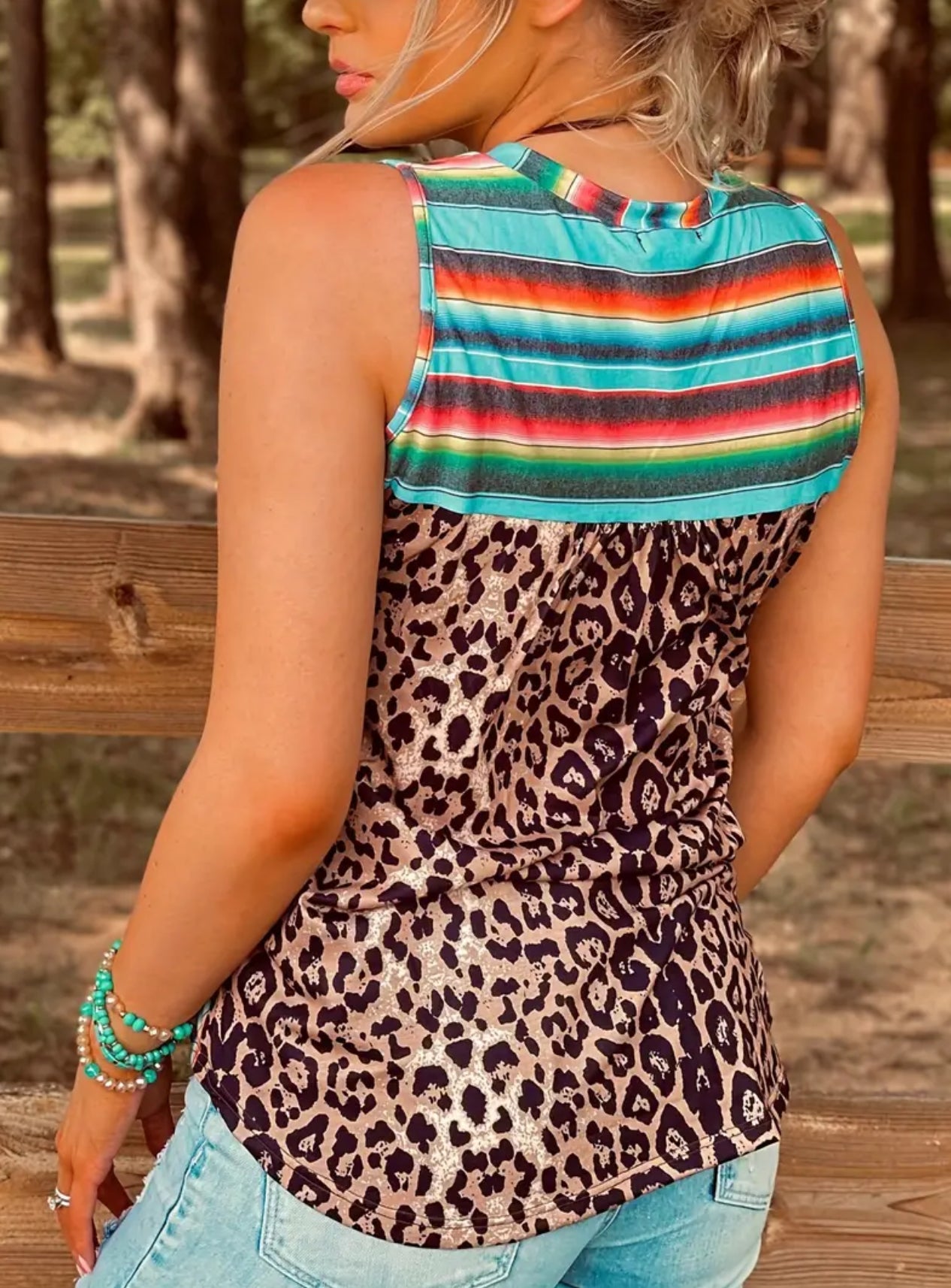 Leopard and Serape Sleeveless top