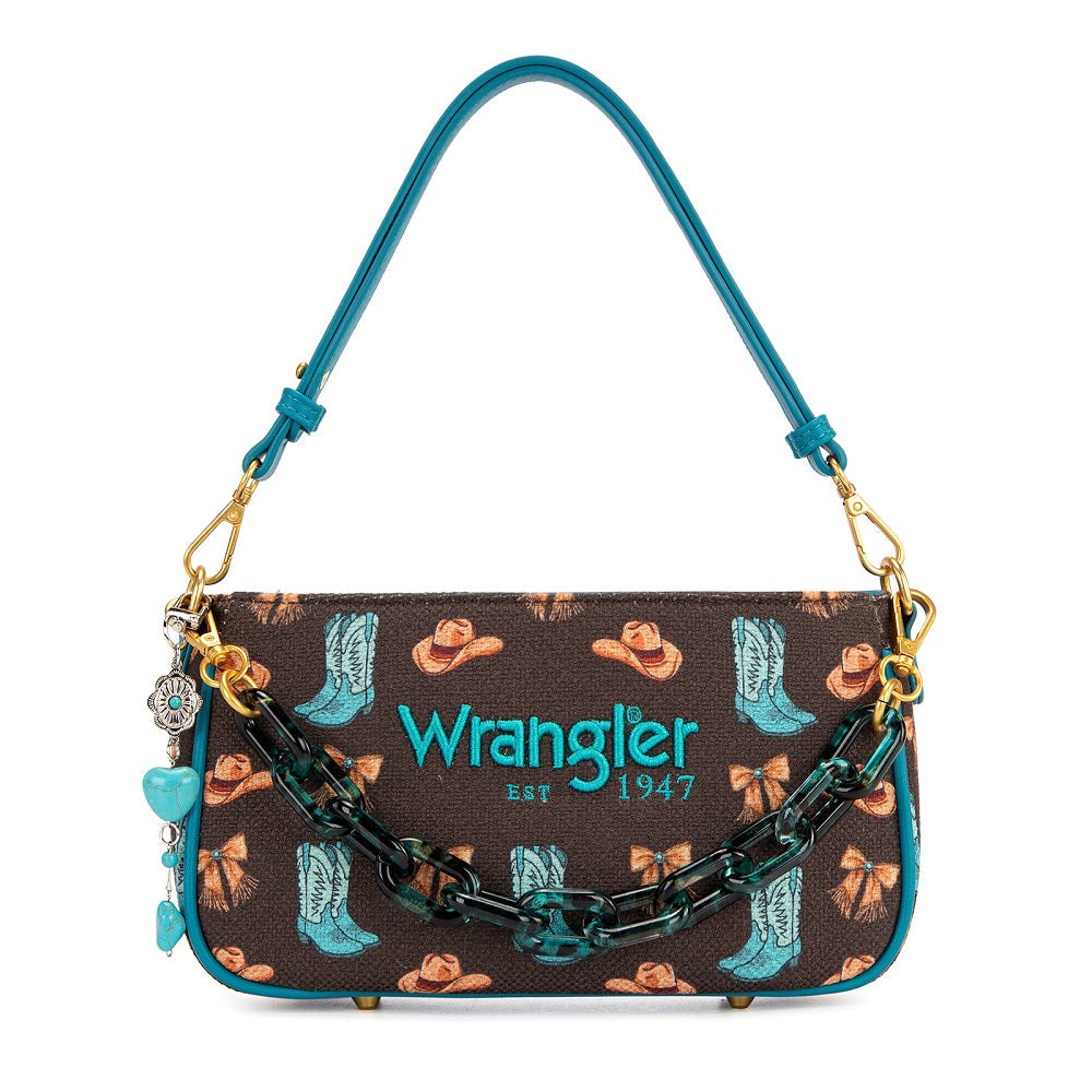 Western Print Cowgirl Shoulder Bag - Coffee