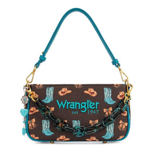 Western Print Cowgirl Shoulder Bag - Coffee