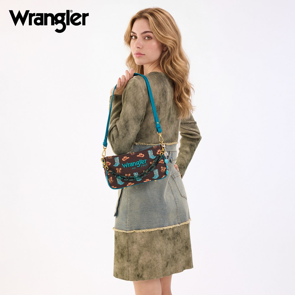 Western Print Cowgirl Shoulder Bag - Coffee