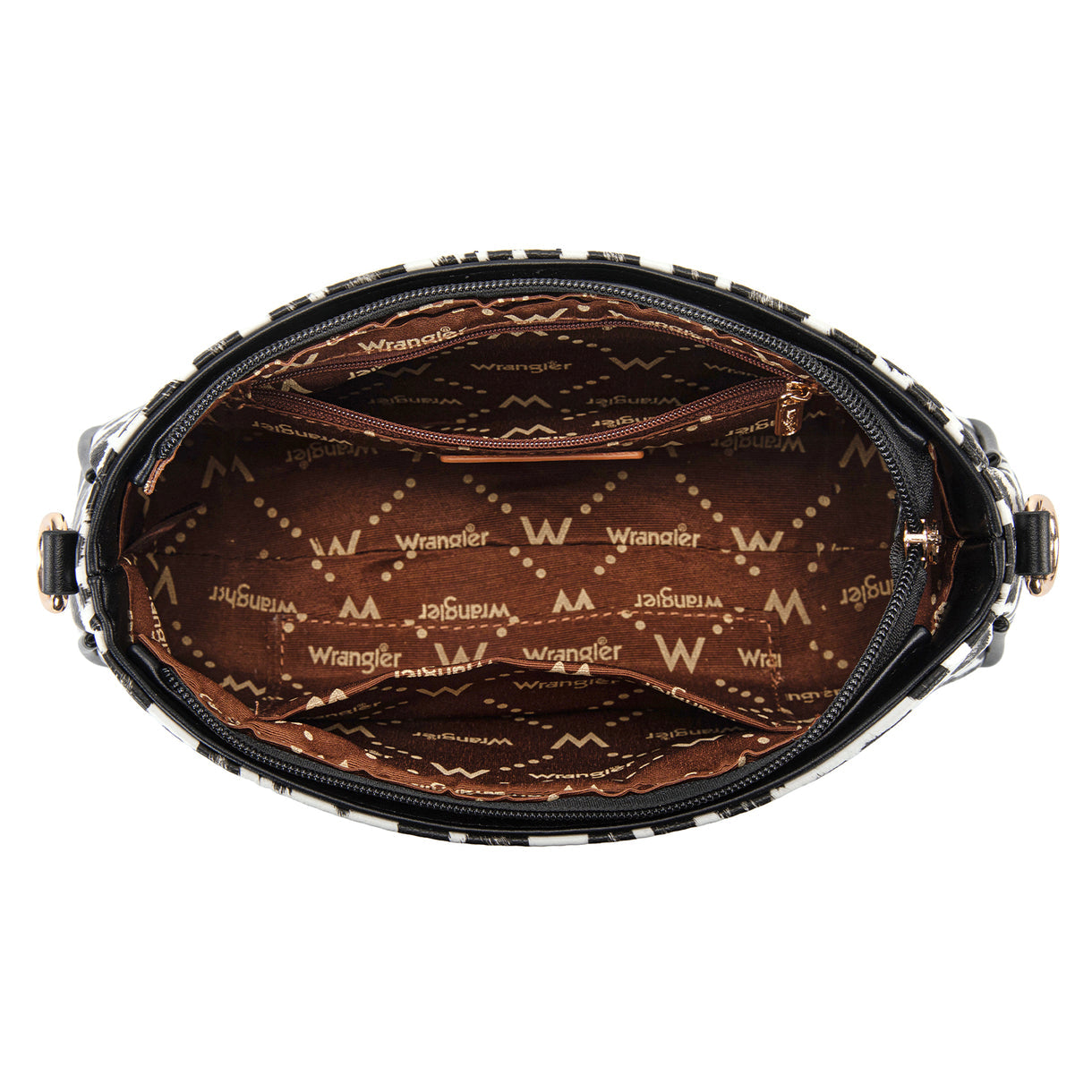 Wrangler Western Leopard Print Shoulder Bag with Chain Detail - Black