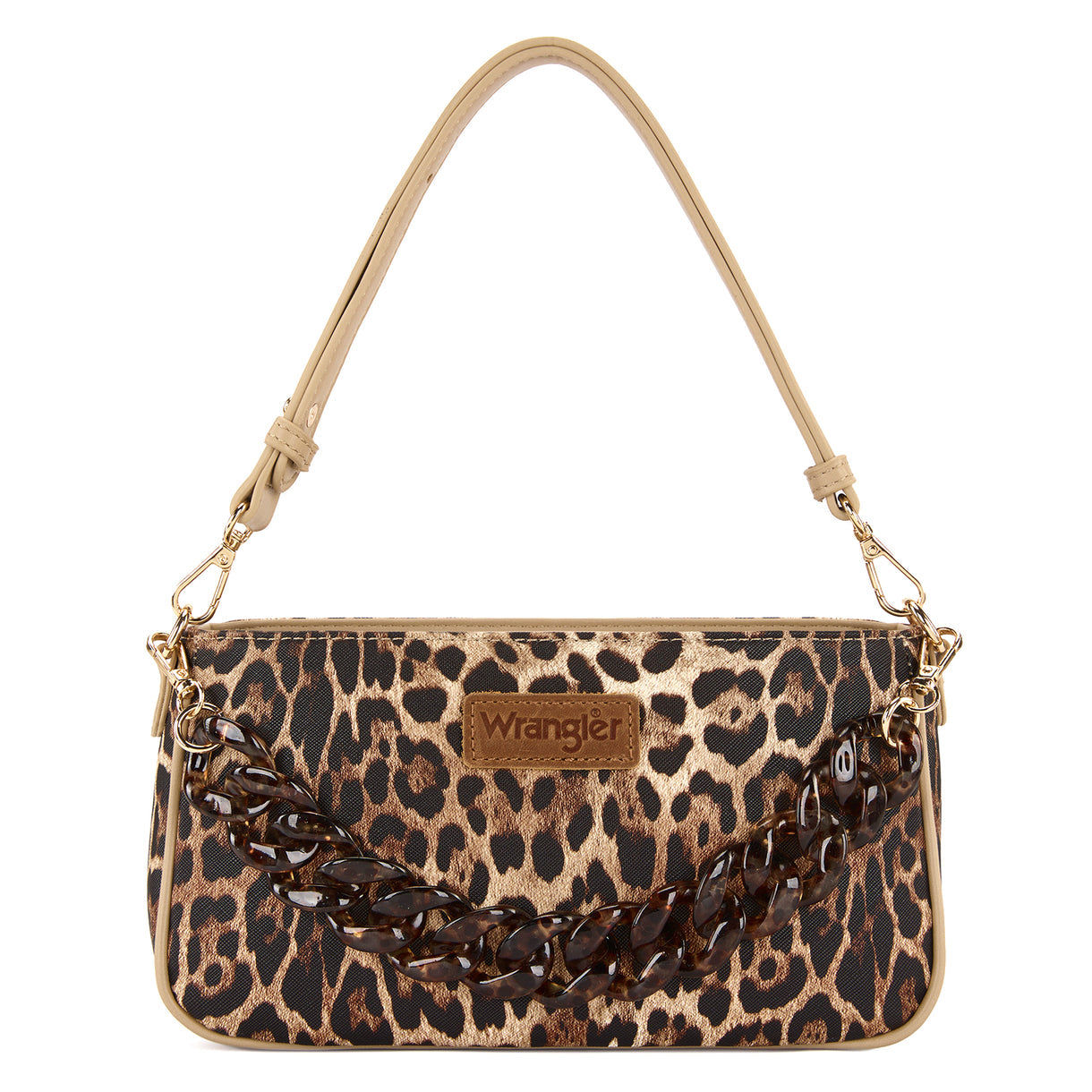 Wrangler Western Leopard Print Shoulder Bag with Chain Detail - Leopard