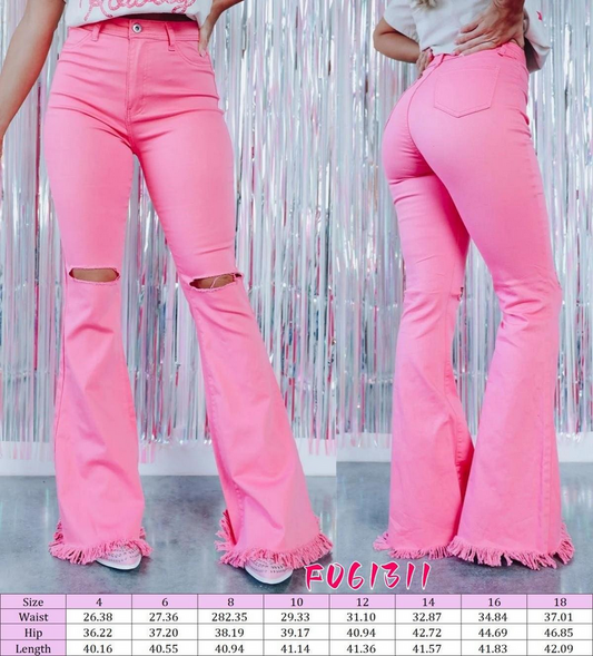 Pink bell bottom jeans