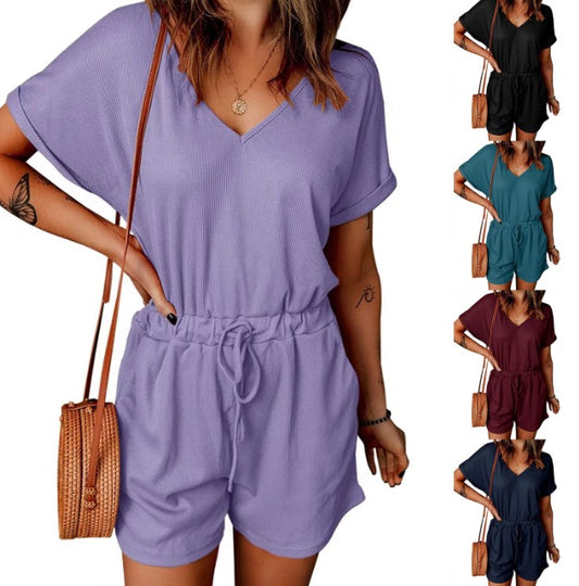 Soft drawstring waste romper