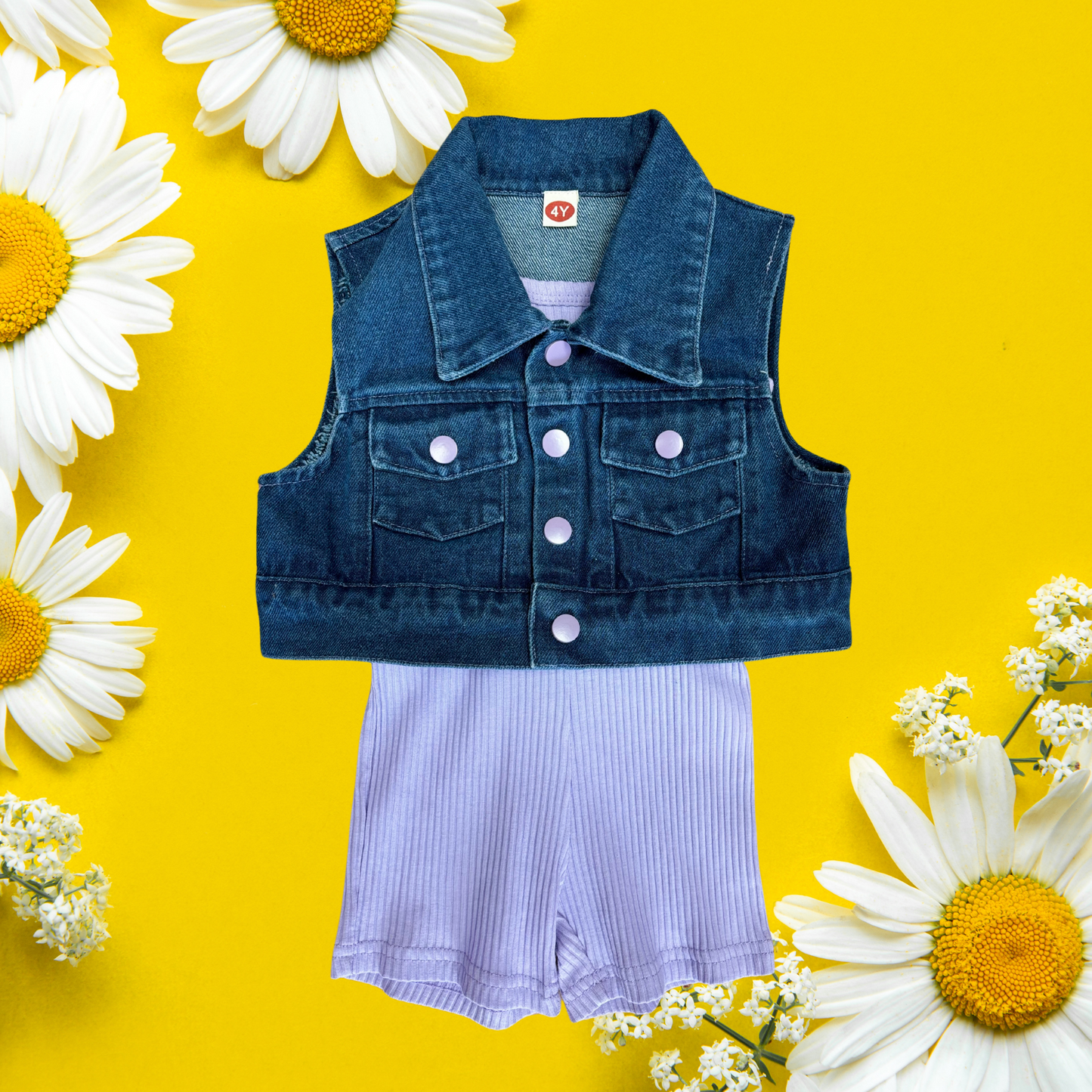 Girls Spring Romper with Jean Jacket