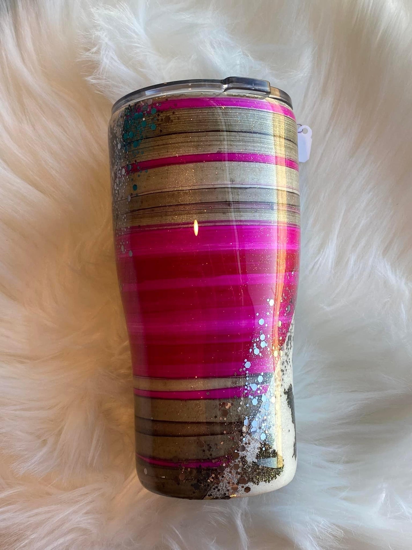 Handpainted cow print and serape tumbler