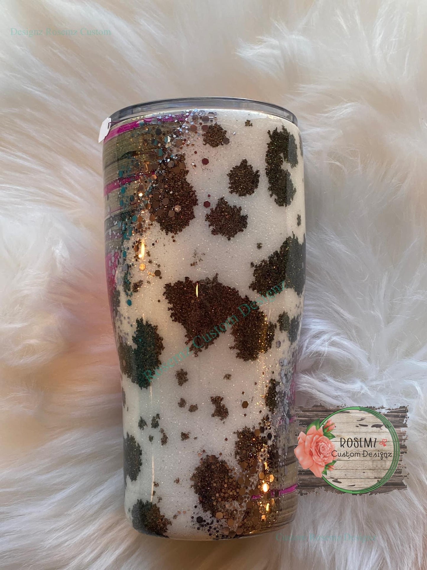 Handpainted cow print and serape tumbler