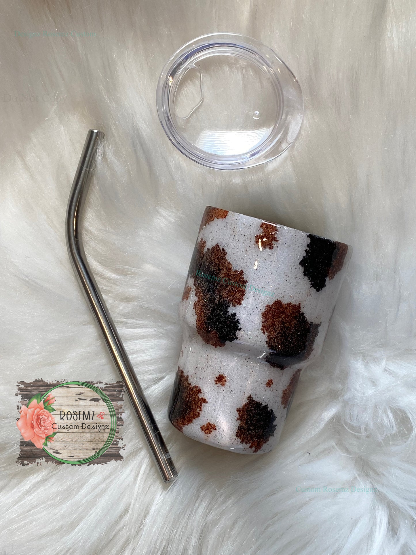 Cowprint and glitter mini shot glass tumbler