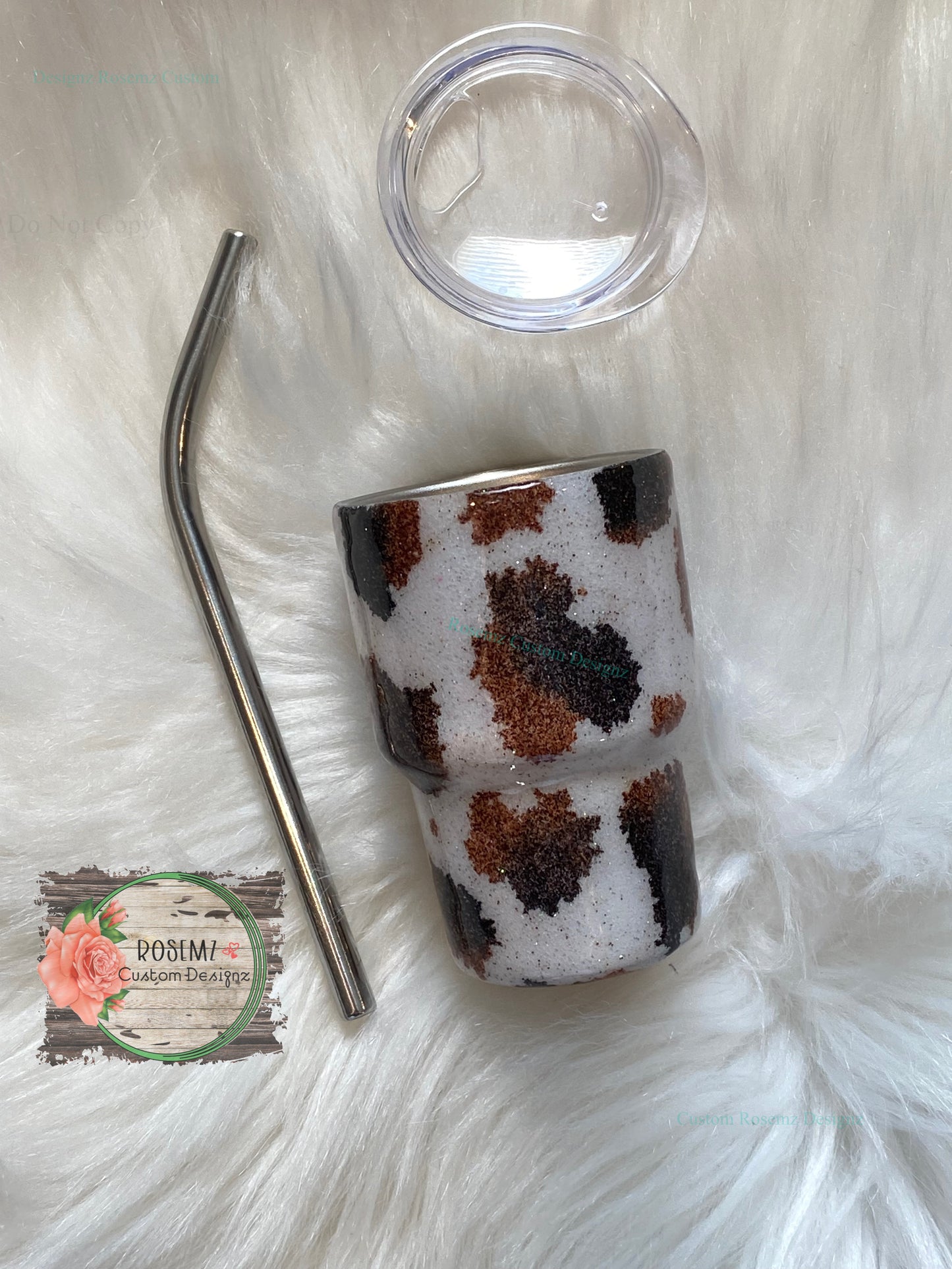 Cowprint and glitter mini shot glass tumbler