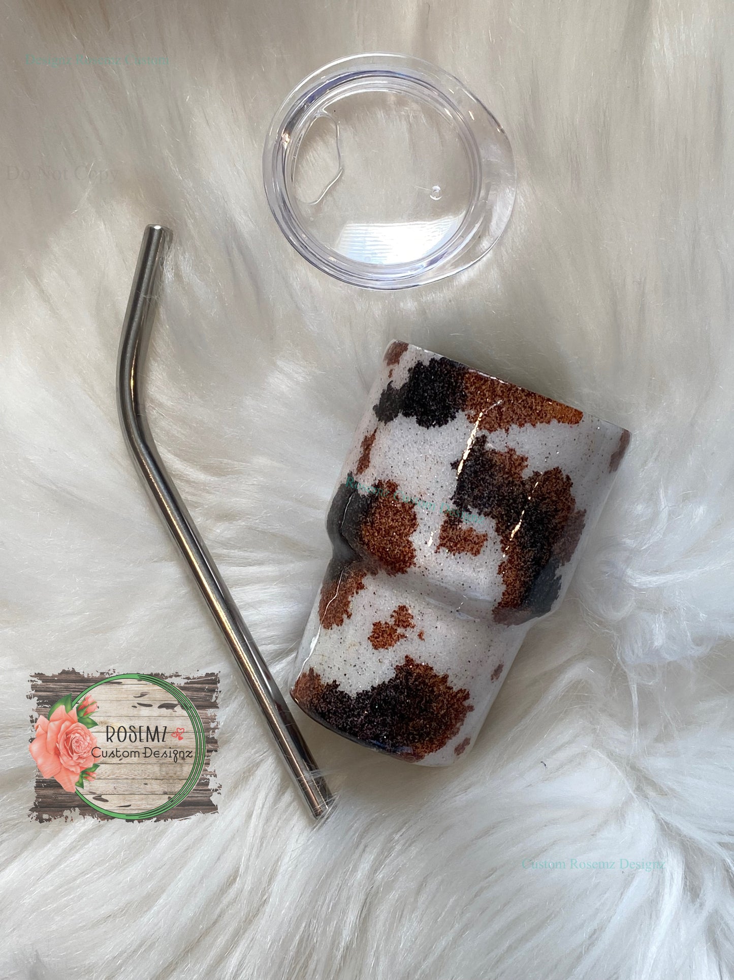 Cowprint and glitter mini shot glass tumbler